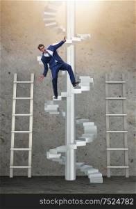 Employee being fired and falling from career ladder. The employee being fired and falling from career ladder