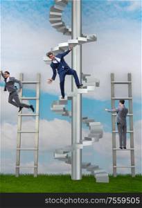 Employee being fired and falling from career ladder. The employee being fired and falling from career ladder
