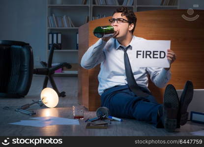 Employee fired during crisis drinking in stress and despair