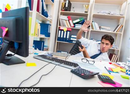 Employee playing computer games in the office