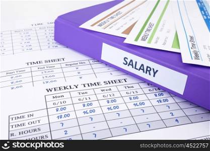 Employee time sheet and salary binder for human resources