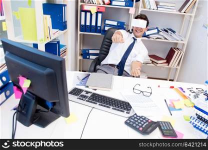 Employee watching movie on vr virtual reality glasses