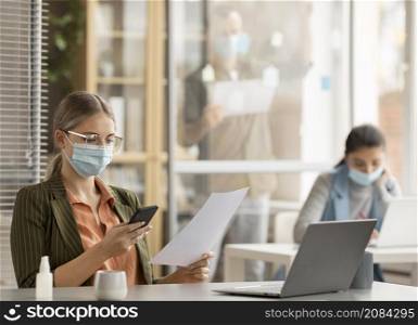 employees wearing face masks office