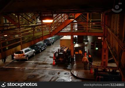 Employees working of in a factory at CTA Station in Chicago