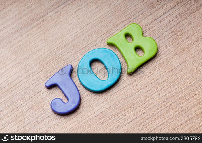 Employment concept with letters on background