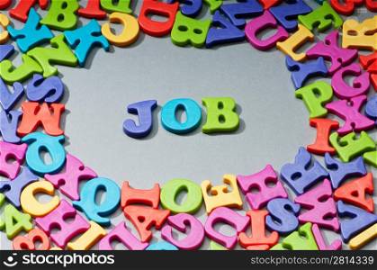 Employment concept with letters on background