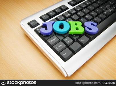 Employment concept with words on keyboard