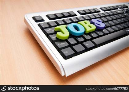 Employment concept with words on keyboard