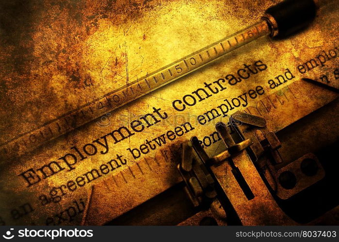 Employment contract grunge concept