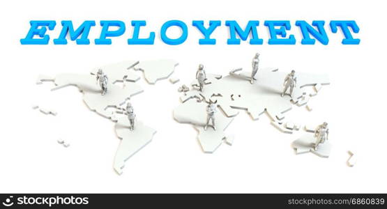 Employment Global Business Abstract with People Standing on Map. Employment Global Business