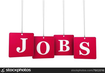 Employment, work and job concept with jobs sign on red tags for website and online business.