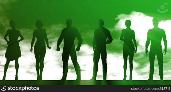 Empowered Business People Silhouette as a Success Concept. Empowered Business People
