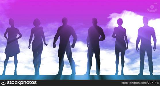 Empowered Business People Silhouette as a Success Concept. Empowered Business People