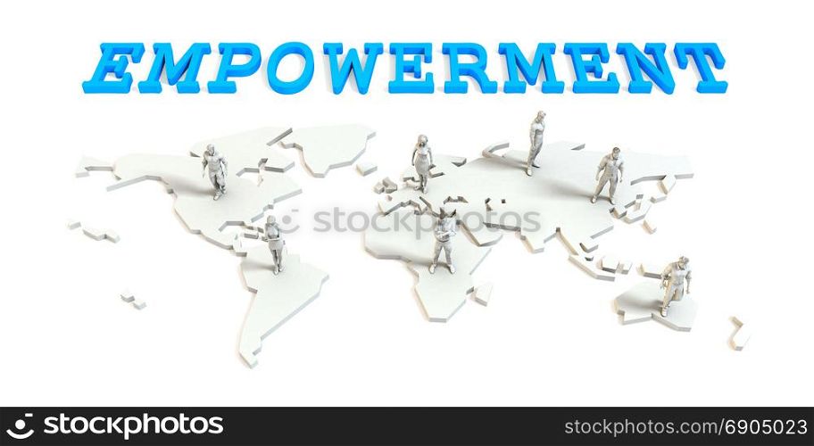 Empowerment Global Business Abstract with People Standing on Map. Empowerment Global Business
