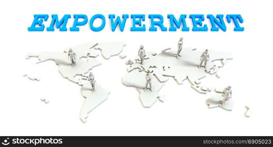 Empowerment Global Business Abstract with People Standing on Map. Empowerment Global Business