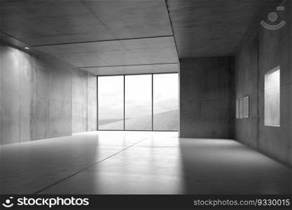 empty abstract concrete room interior created by generative AI