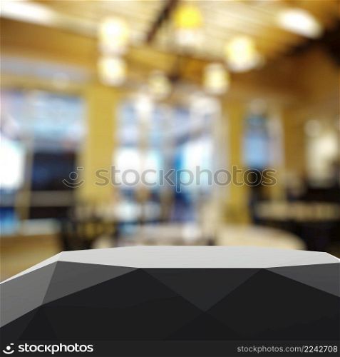 Empty abstract  laminate shelf and blurred background for product presentation 
