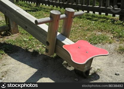 Empty activities at a kids playground in the summer