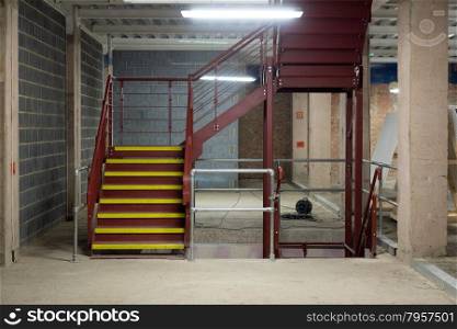 Empty and Bare Building Interior with Materials and Structure Exposed