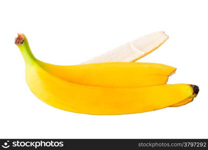 empty banana peel on white background