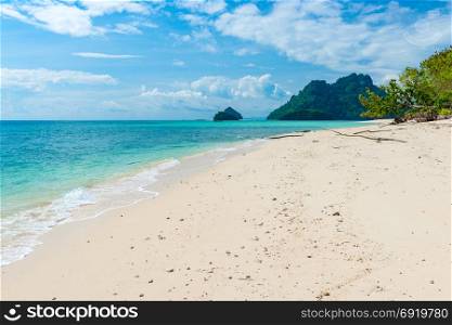 empty beach with soft white sand at Poda Island, Thailand