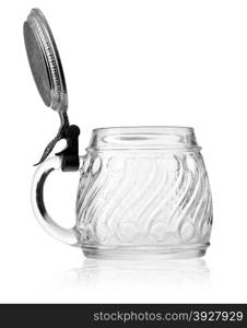 empty beer glass with a lid. With clipping path