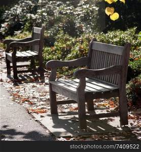 Empty bench in Boston, Massachusetts, USA