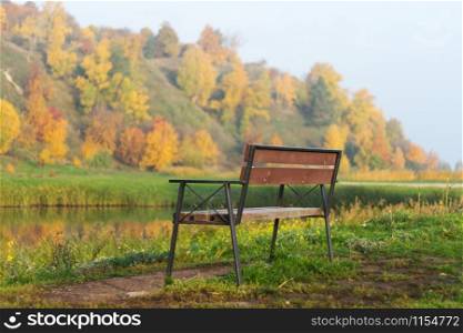 Empty Bench in the autumn park