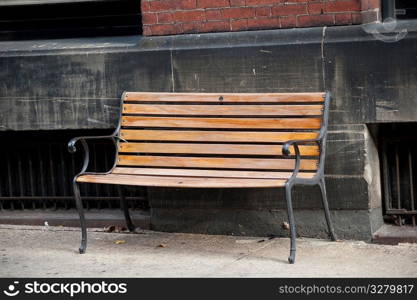 Empty bench on the street in Boston, Massachusetts, USA