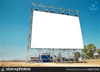 Empty billboard with the blue sky background