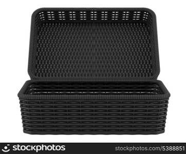 empty black bread basket isolated on white background