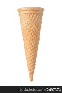 Empty blank ice cream waffle cone isolated on white background