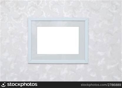 Empty blank white isolated photo frame on wall