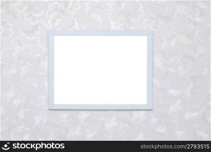 Empty blank white isolated photo frame on wall