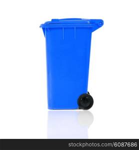 empty blue recycling bin