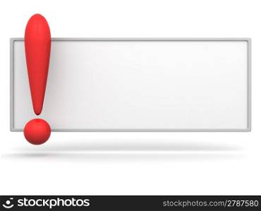 Empty board with exclamation mark. 3d