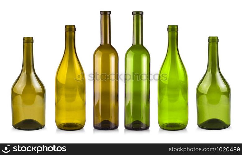 empty bottle of wine isolated on a white background