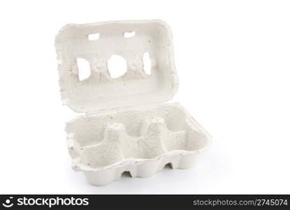 empty box of 6 eggs isolated on white background
