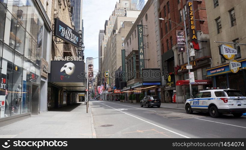 Empty Broadway on May 15, 2020 during Coronavirus Lockdown