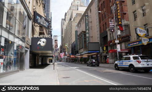 Empty Broadway on May 15, 2020 during Coronavirus Lockdown