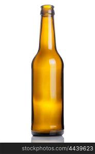 empty brown beer bottle isolated on white background