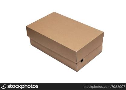 Empty Brown Cardboard box with opened lid isolated on white background. With clipping path.. Cardboard box with lid isolated on white background