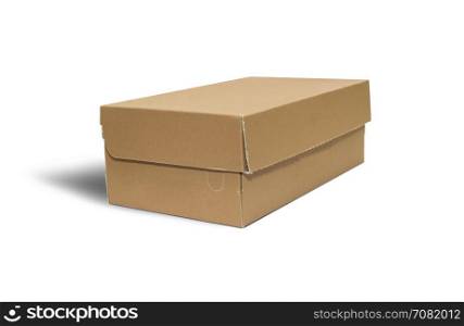 Empty brown Cardboard box with opened lid isolated on white background. With clipping path.. Cardboard box with lid isolated on white background