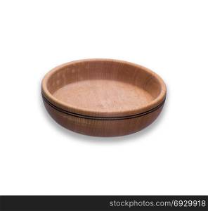 empty brown wooden plate isolated on white background