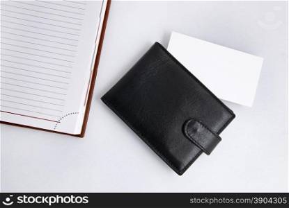 Empty business card with diary and card holder