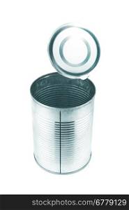 empty can . open and empty can on white background with a clipping path (with clipping work path)