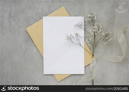 empty card with flower top view