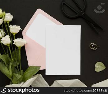 empty card with rose bouquet