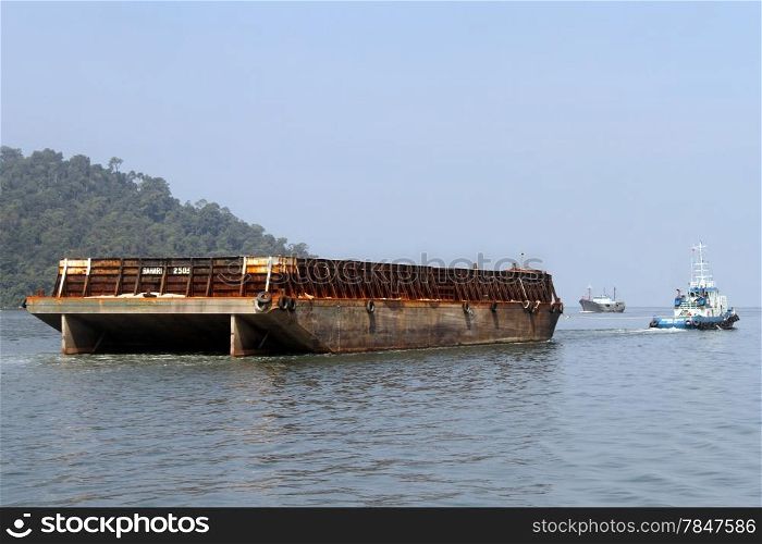 Empty cargo barge near Pangkor island, Malaysia