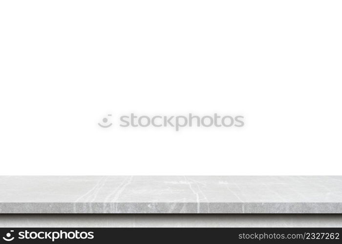 Empty cement table on isolated white background with copy space and display montage for product.